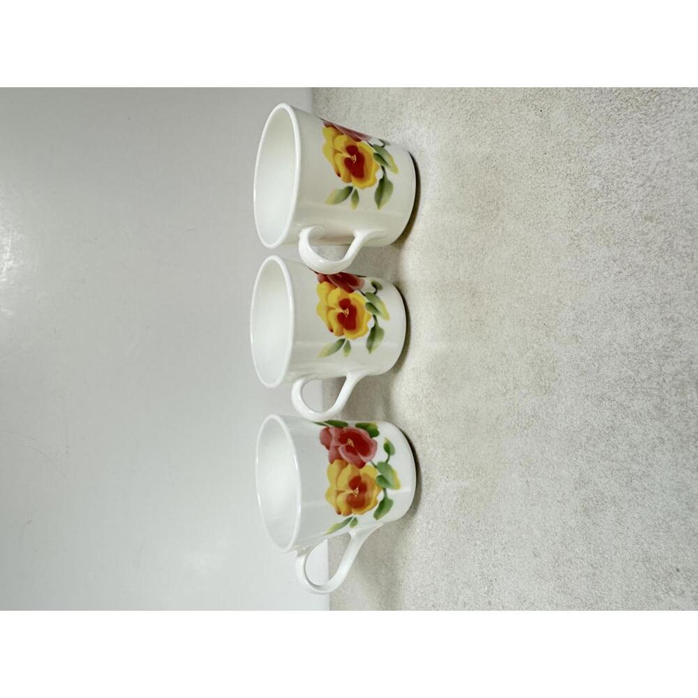 VTG Corelle Corning Summer Blush Pansy Coffee Mugs Set of 3 USA - Picture 2 of 8